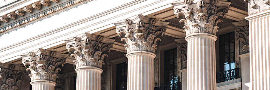 Roman columns on a building