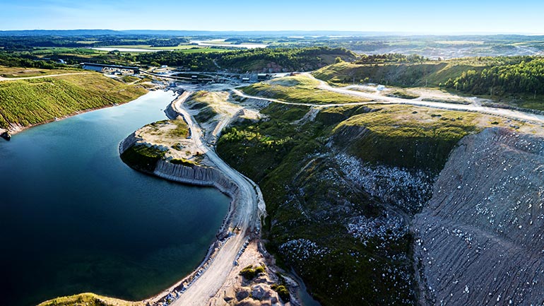 An aerial view of a mining location.